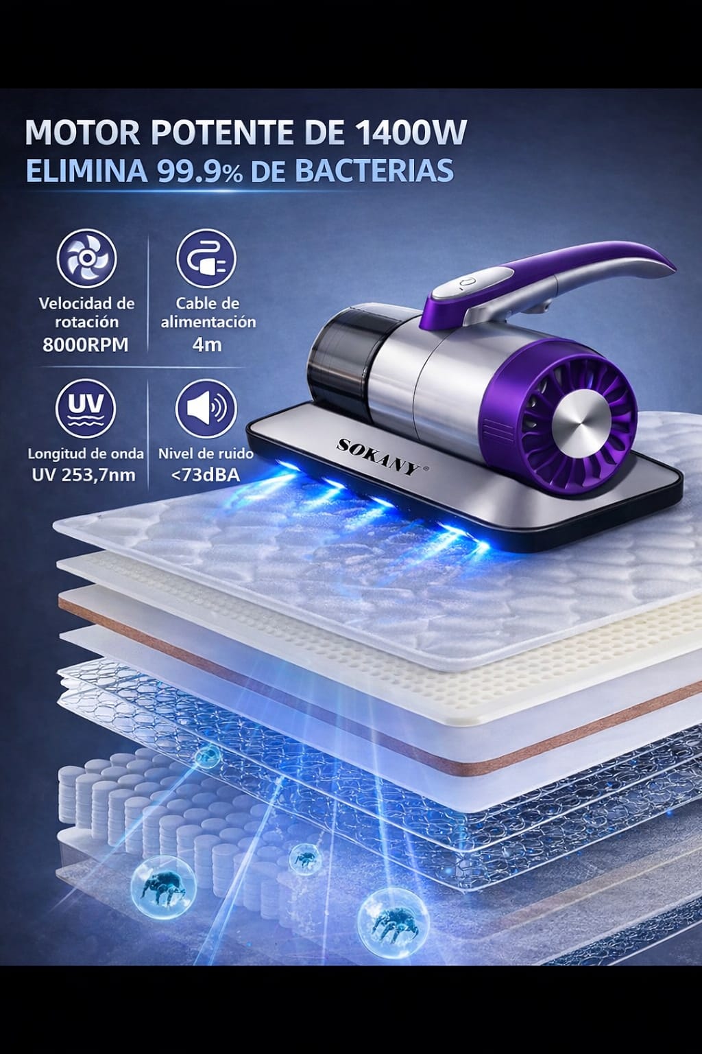 Aspiradora Antiácaros de 1400W